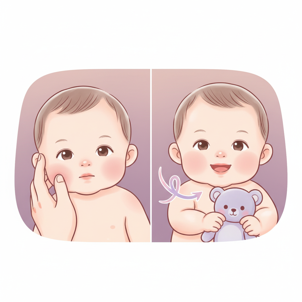 A concerned parent gently wiping their baby's face after a messy but possibly refused meal