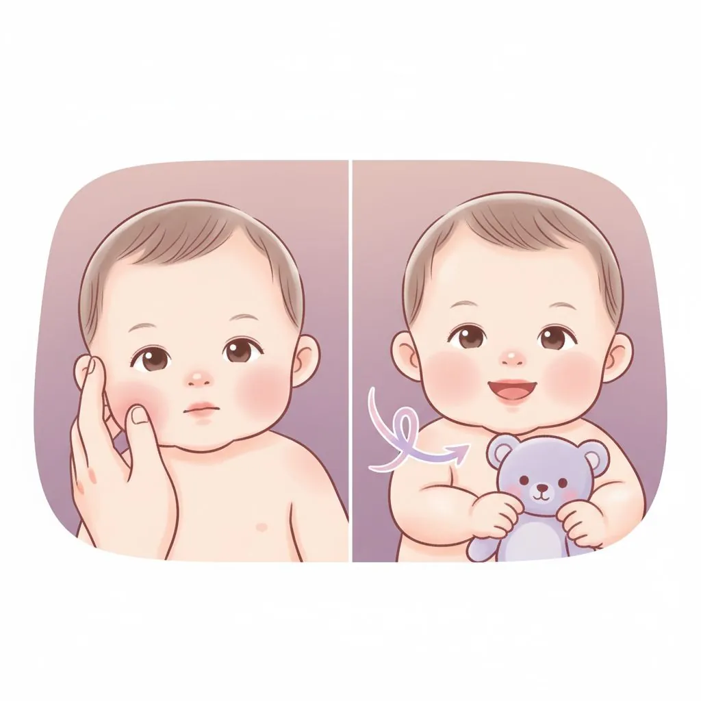 A concerned parent gently wiping their baby's face after a messy but possibly refused meal