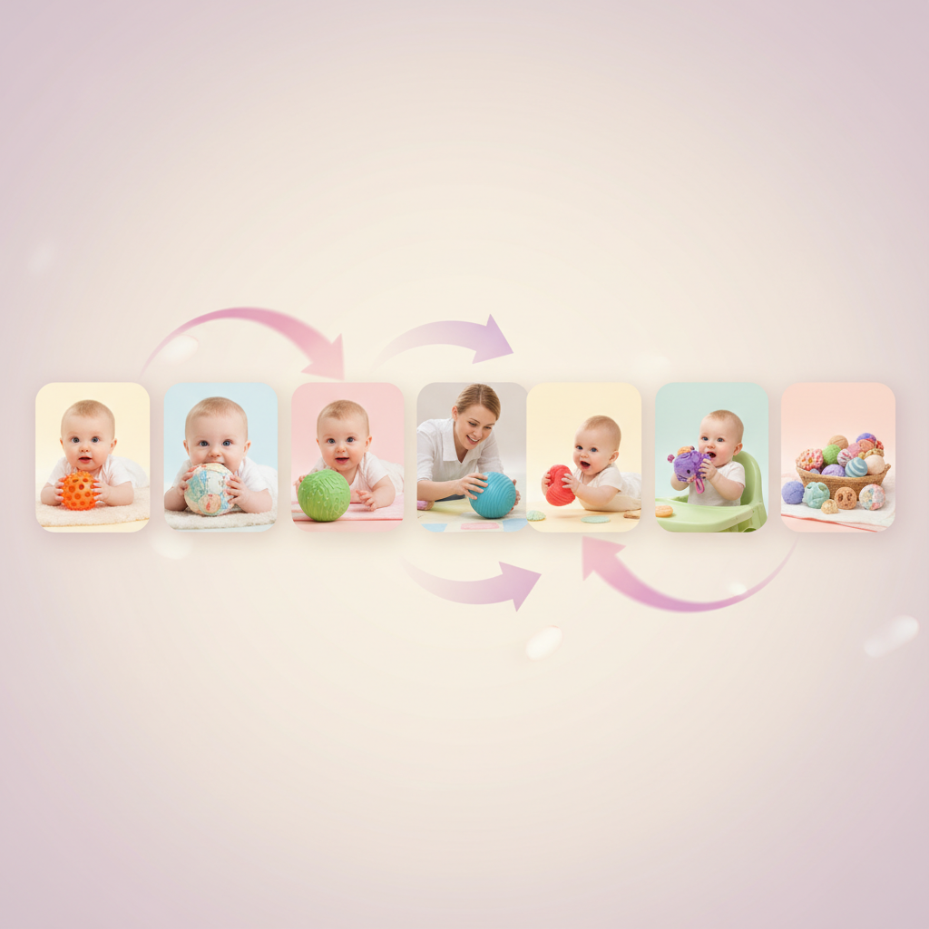 an 8-month-old baby crawling towards a push-along toy