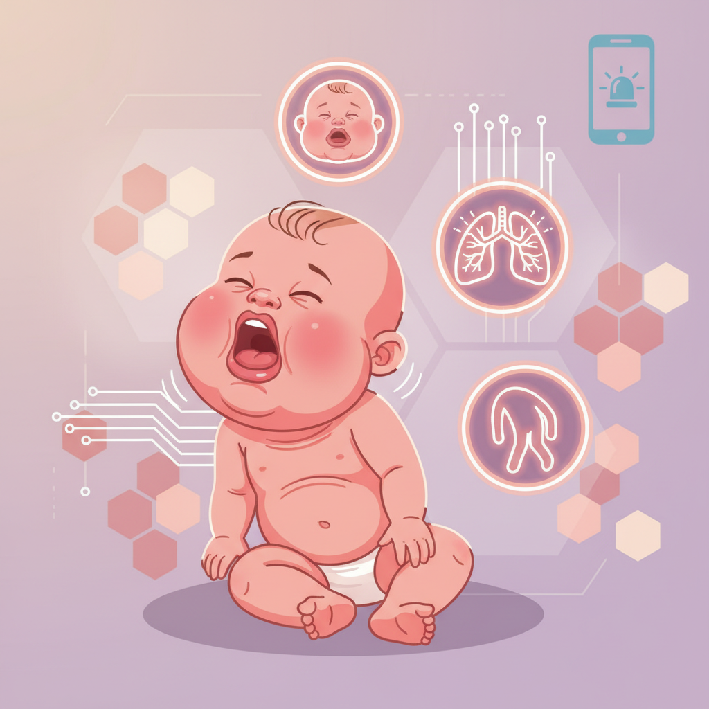 소아과 의사가 아기의 피부를 검사하는 모습