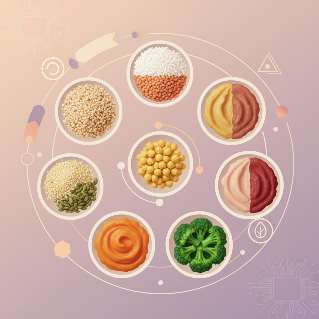 부모가 아기에게 특정 알레르기 유발 성분이 없는 음식을 안심하고 먹이는 모습