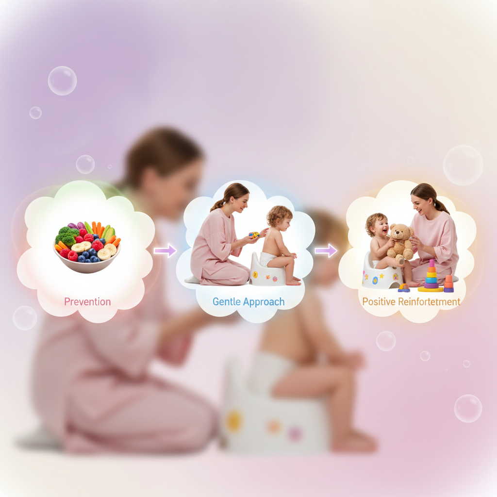 A sleeping child in bed, with a gentle night light glowing, symbolizing readiness for night training