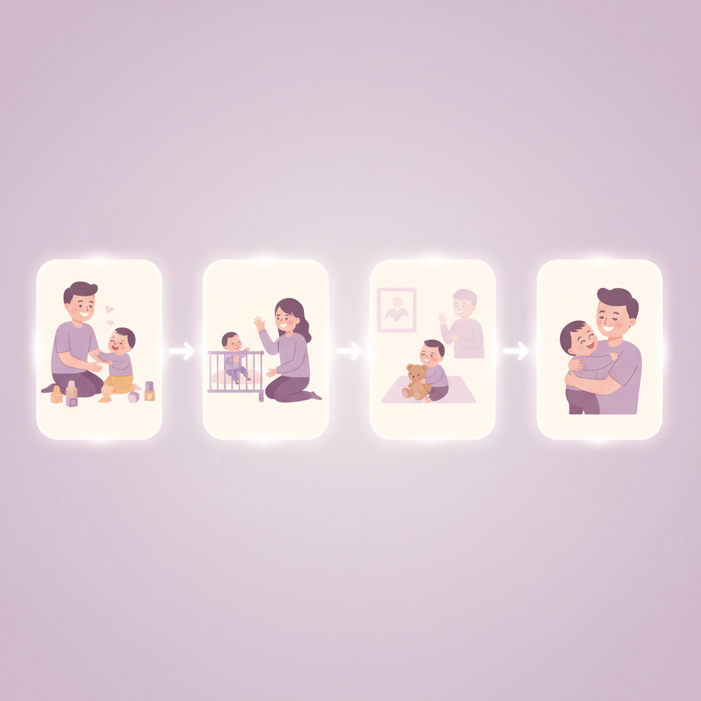 A parent playing peek-a-boo with a laughing baby