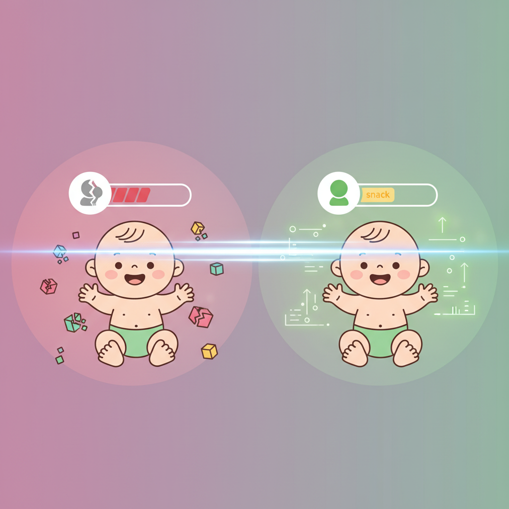 a smiling baby happily holding a small, healthy homemade snack