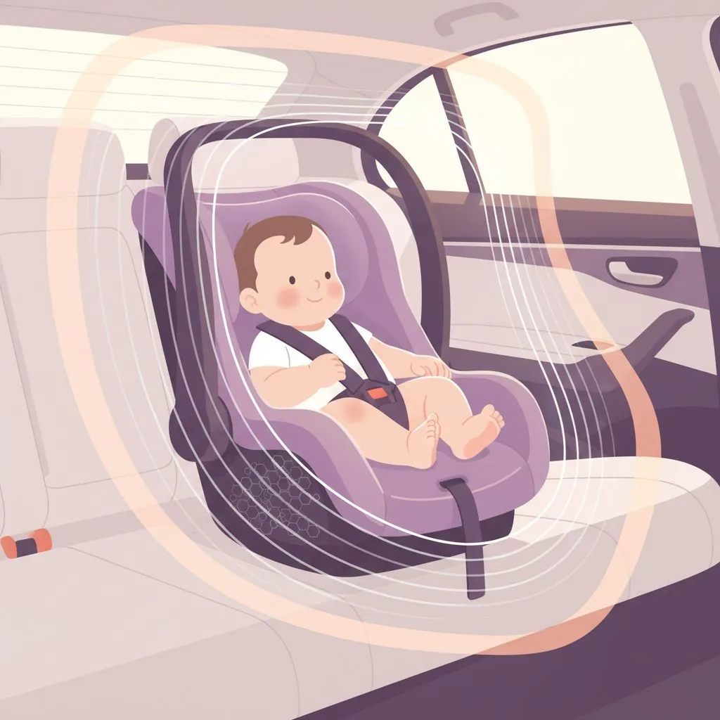 various types of car seats arranged by age group: infant carrier, convertible, booster