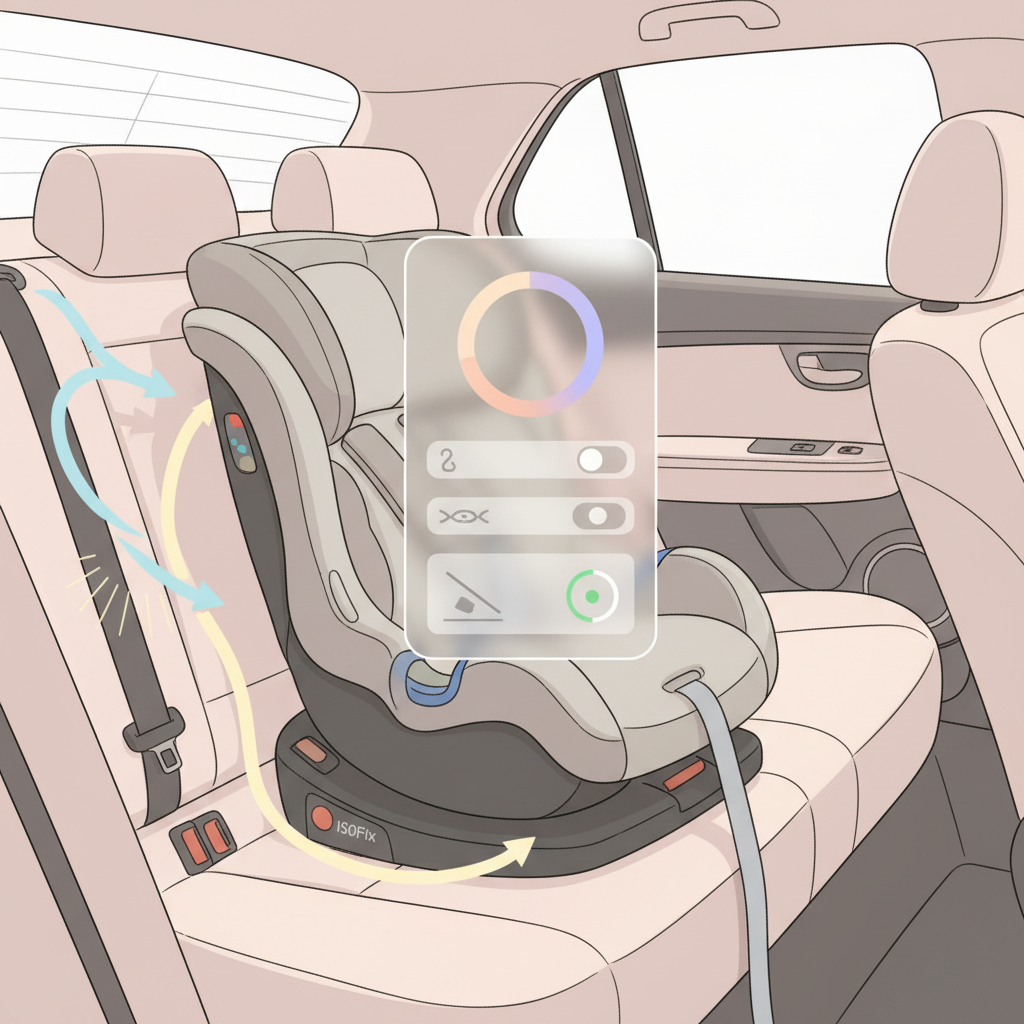 a parent installing a car seat with ISOFIX