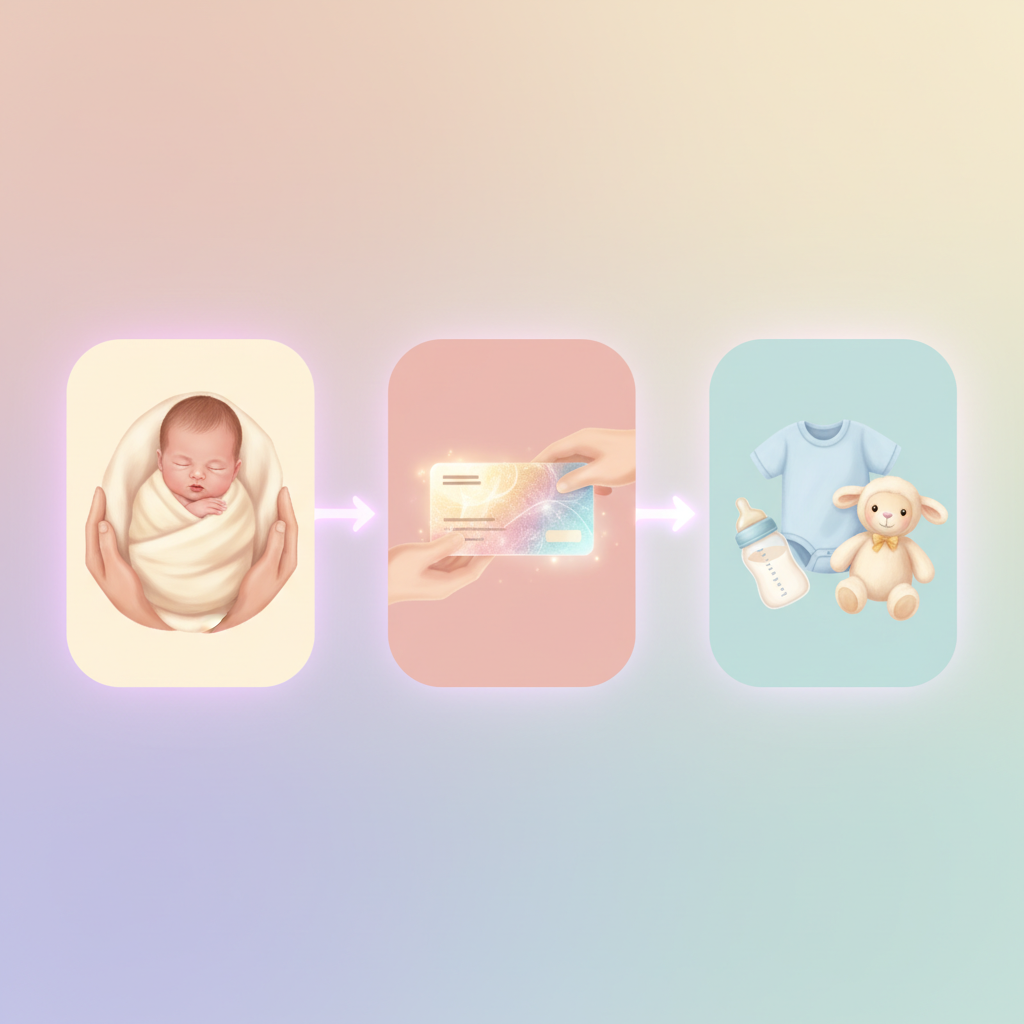 A split image showing a parent working on a laptop on one side and a parent playing with a child on the other, symbolizing work-life balance and parental leave.