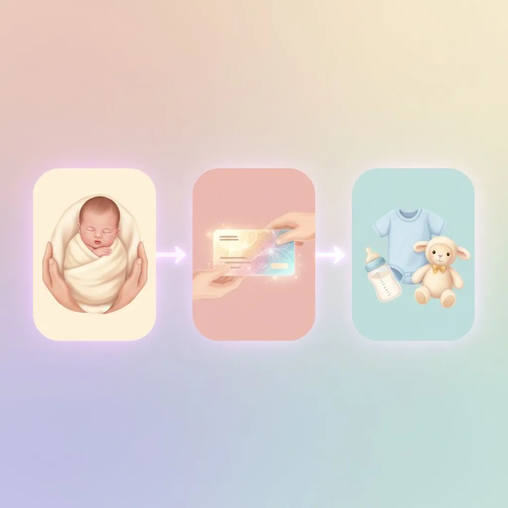 A split image showing a parent working on a laptop on one side and a parent playing with a child on the other, symbolizing work-life balance and parental leave.