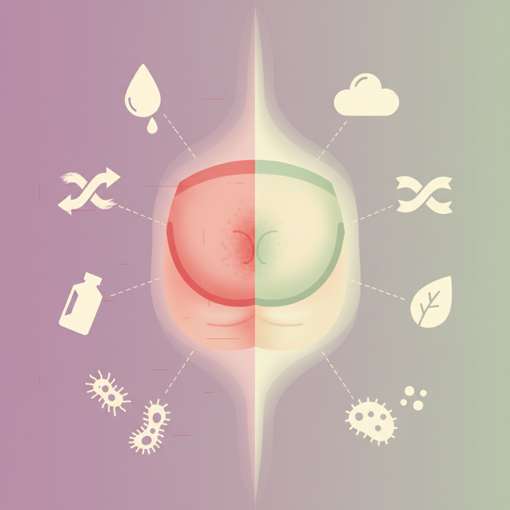A clear infographic showing common causes of diaper rash, such as wetness, friction, and bacteria, with icons representing each