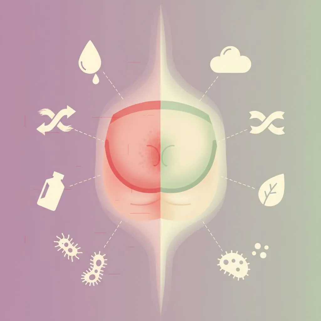 A clear infographic showing common causes of diaper rash, such as wetness, friction, and bacteria, with icons representing each
