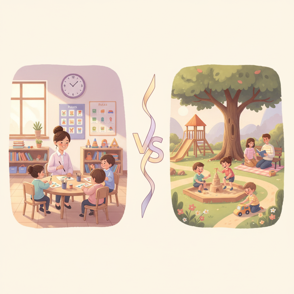 A parent hugging their child tightly, both smiling, conveying warmth, love, and support.