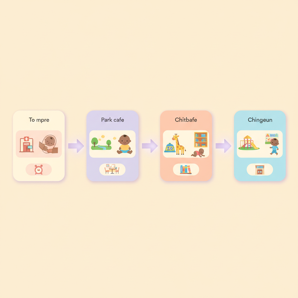 A parent gently holding a newborn baby in a carrier, looking outside a window with a soft focus on nature