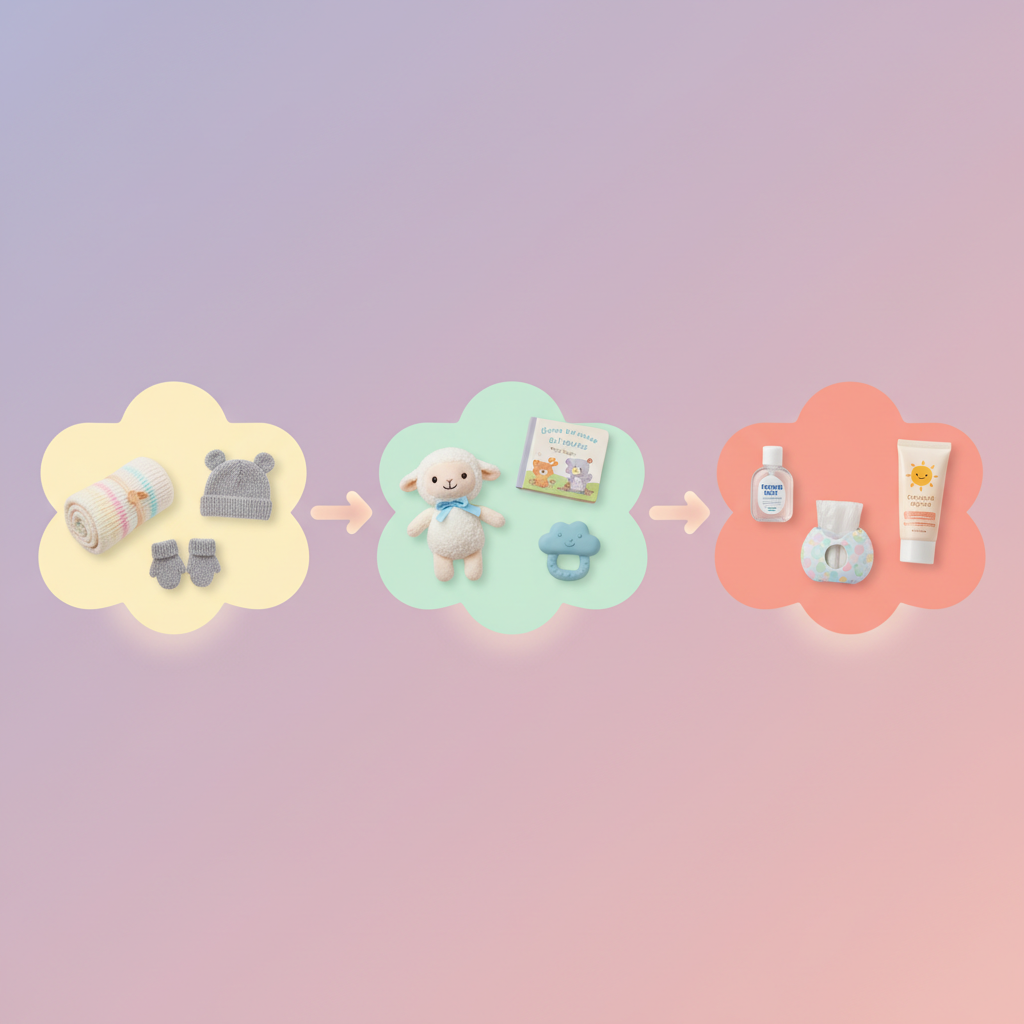 A family with a baby in a stroller walking happily in a park, with another parent carrying a baby in a front carrier