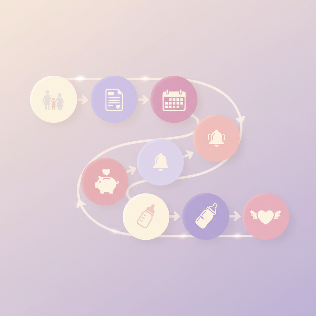 A clear, step-by-step infographic showing arrows and icons for the application process, documents, and online submission