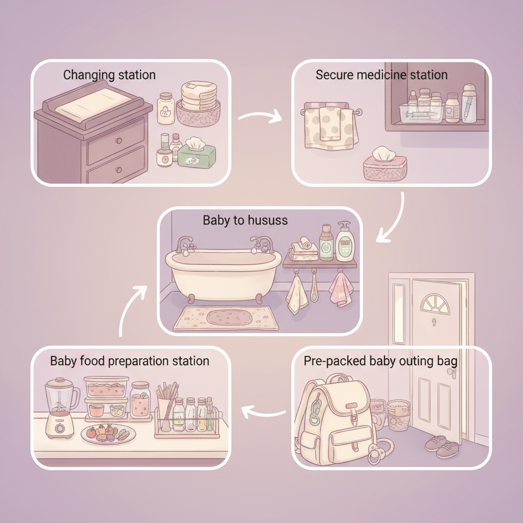 A parent calmly meditating while a baby plays safely nearby, depicting a moment of peace