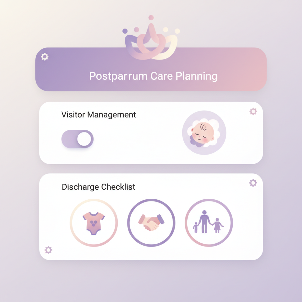 A postpartum mother practicing gentle exercises in a bright room, symbolizing self-care and recovery during her stay at a postnatal care center.