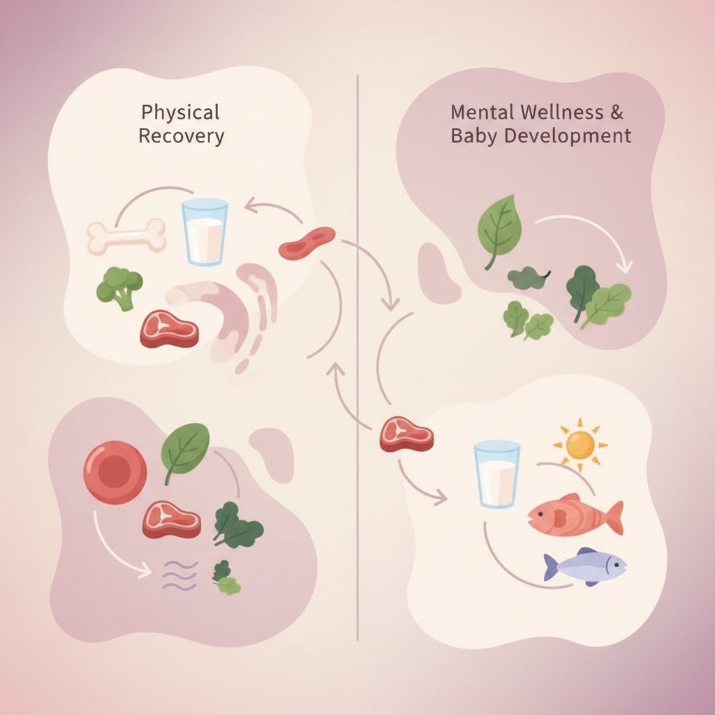 A couple smiling and holding their newborn baby together, looking supportive.