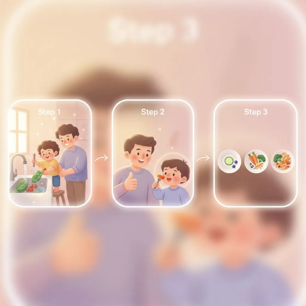 a toddler happily eating with their hands from a tray, surrounded by various soft food items
